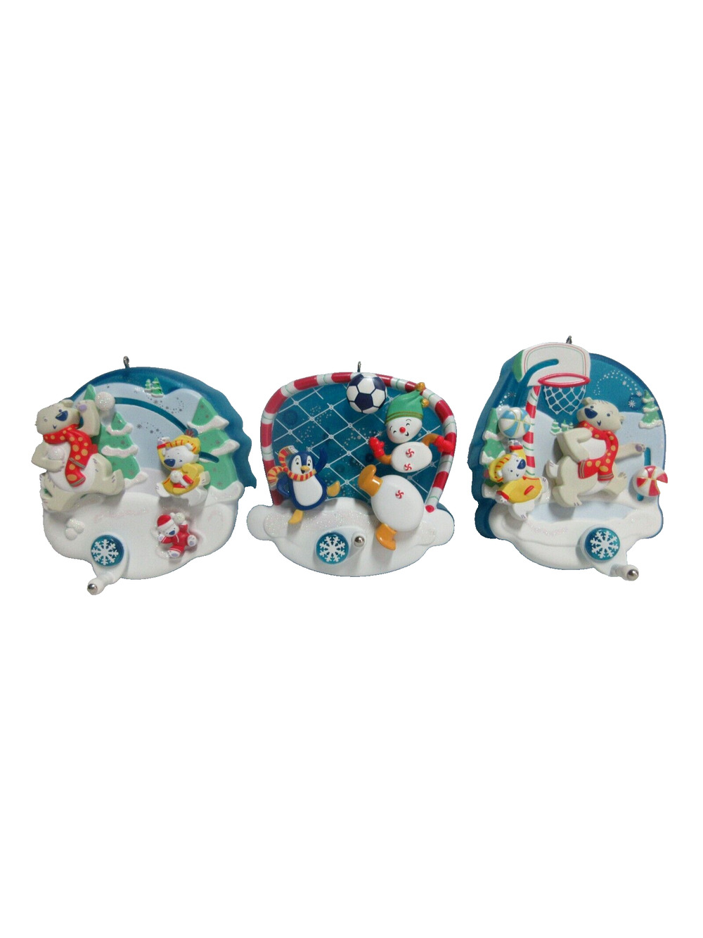 3 Hallmark Keepsake Kickin IT,HOOPY HOLIDAY,SNOWBALL Fight Fun Spin-A-Majigs